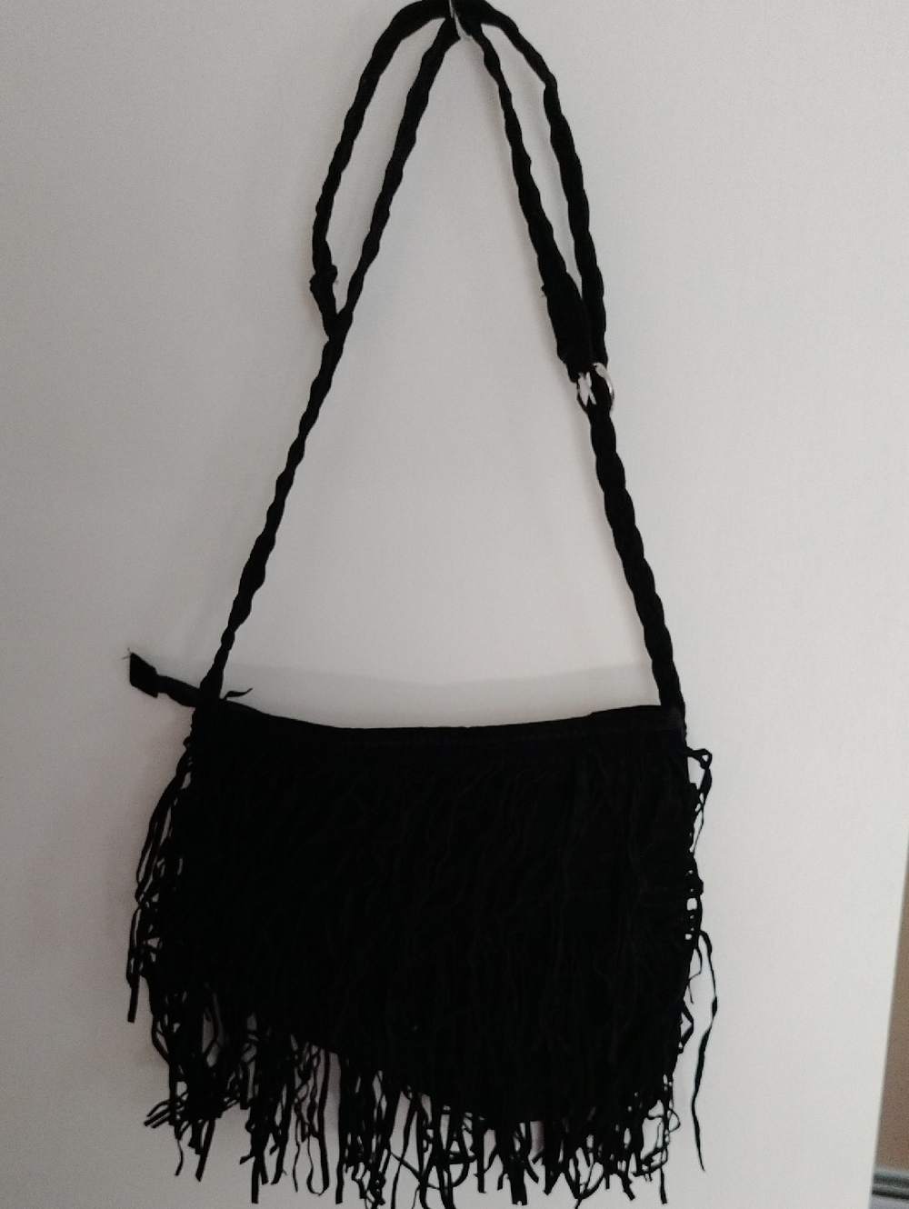 Black Fringe Crossbody Bag - Unbranded